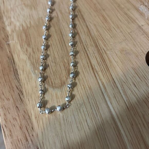 Silver Spark Pyrite Necklace, 18”, NEW, Handmade - Picture 5 of 7